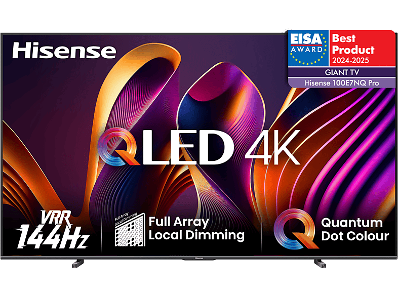 HISENSE 100E7NQPRO 4K UHD Smart 144Hz Gamer QLED TV, sötétszürke, 254 cm