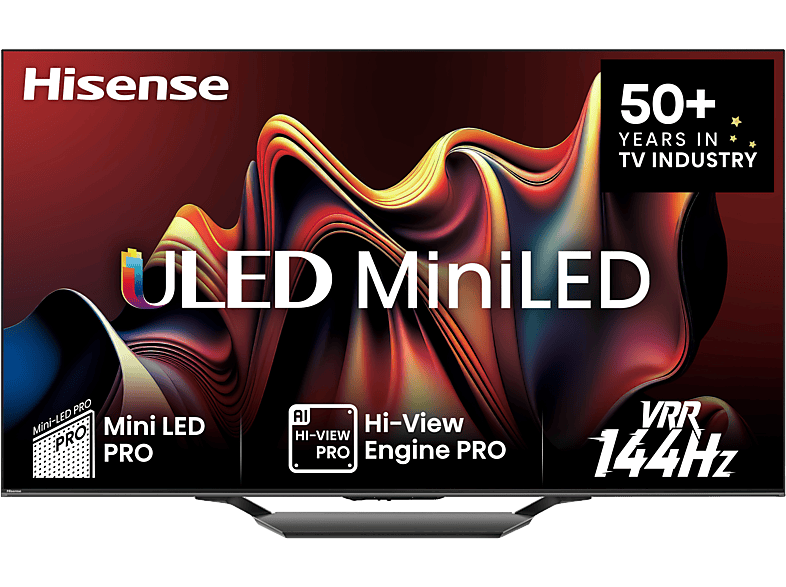 HISENSE 55U7NQ 4K UHD Smart 144Hz Mini-LED ULED TV, sötétszürke, 139 cm