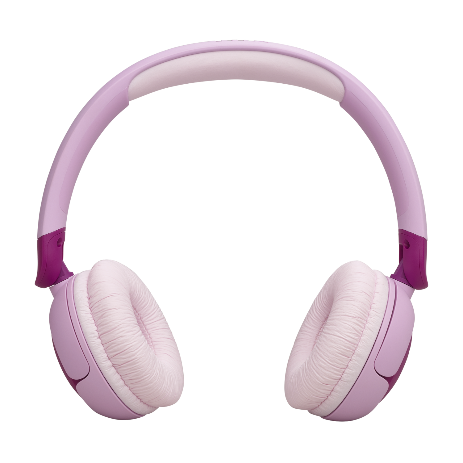 Pink headphones with pink earcups and a pink headband. The headband is a lighter shade of pink.