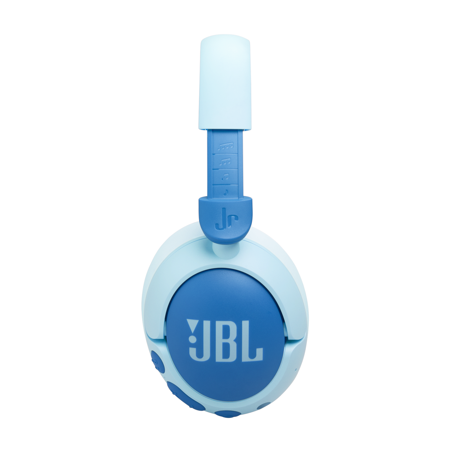 Blue JBL Jr. headphones, with a white and blue design.