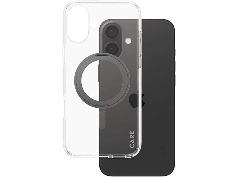 Care Cover Feature Kickstand Magsafe Iphone 16 Plus Transparant Zwart (1323)