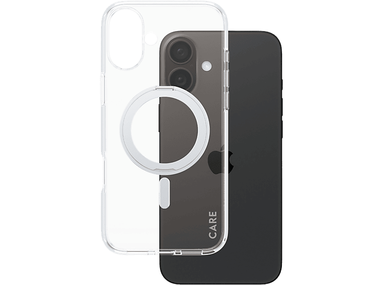 Care Cover Feature Kickstand Magsafe Iphone 16 Plus Transparant Zilver (1327)