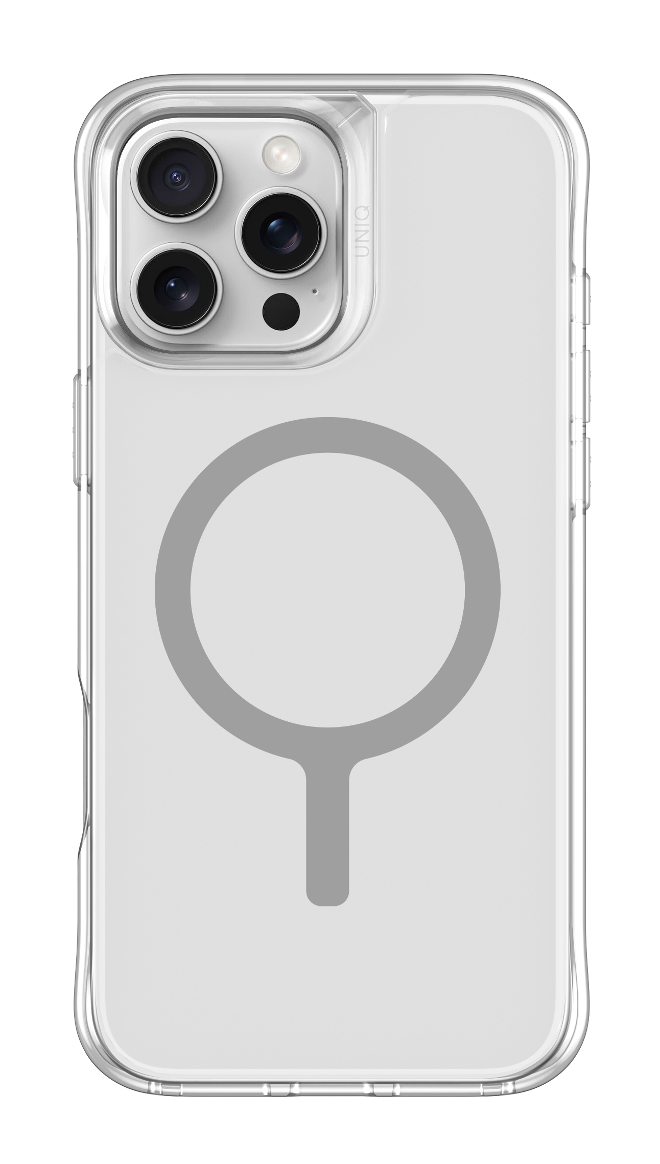 Przezroczyste etui na telefon z magnetycznym pierścieniem z tyłu.