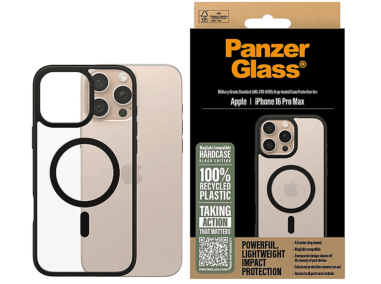 Etui PANZERGLASS HardCase MagSafe do Apple iPhone 16 Pro Max Przezroczysto-czarny – zdjęcie 2