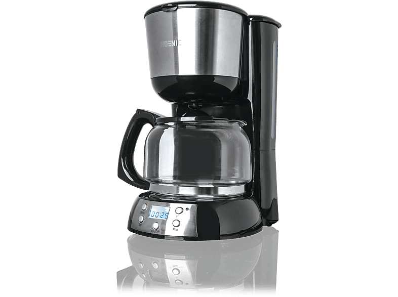 Cafetera de goteo - KOENIC KCM 101024, 1080 W, Capacidad Depósito 1.25 l, 10 Tazas, Acero inoxidable/Negro