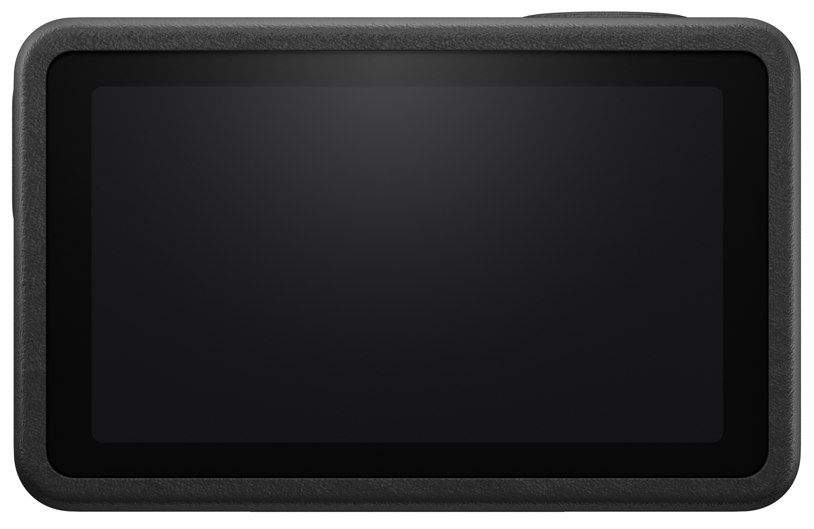 Czarny prostokątny ekran, prawdopodobnie wyświetlacz urządzenia, ciemne tło.