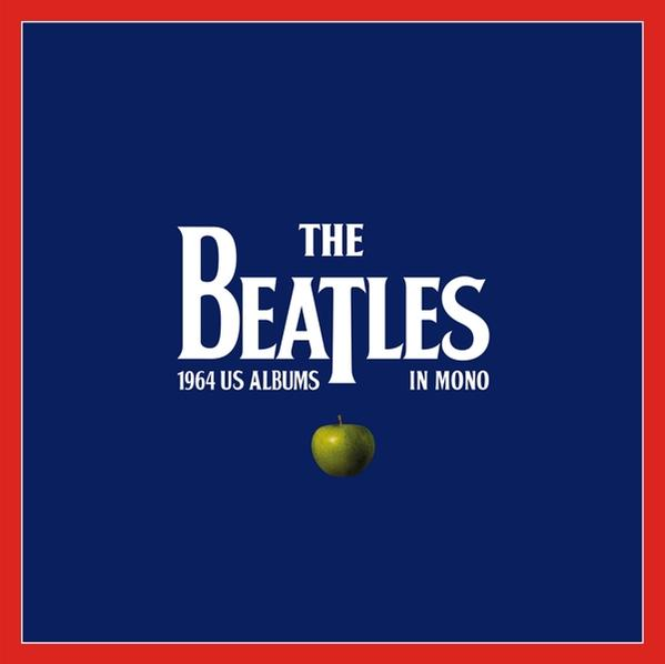 Album borító: The Beatles, 1964 US Albums in Mono, zöld almával sötétkék háttéren.