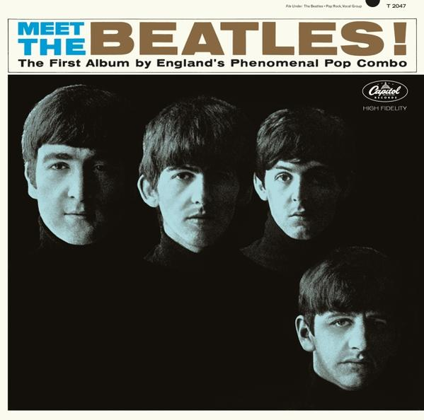 Album borító: négy férfi fekete-fehérben, a "Meet the Beatles!" szöveggel.