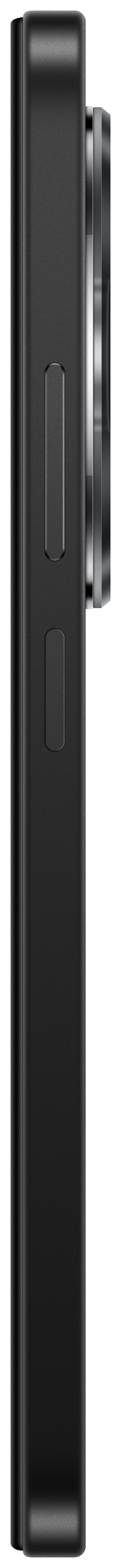 Seitenansicht eines schwarzen Smartphones mit Tasten und Kamera.