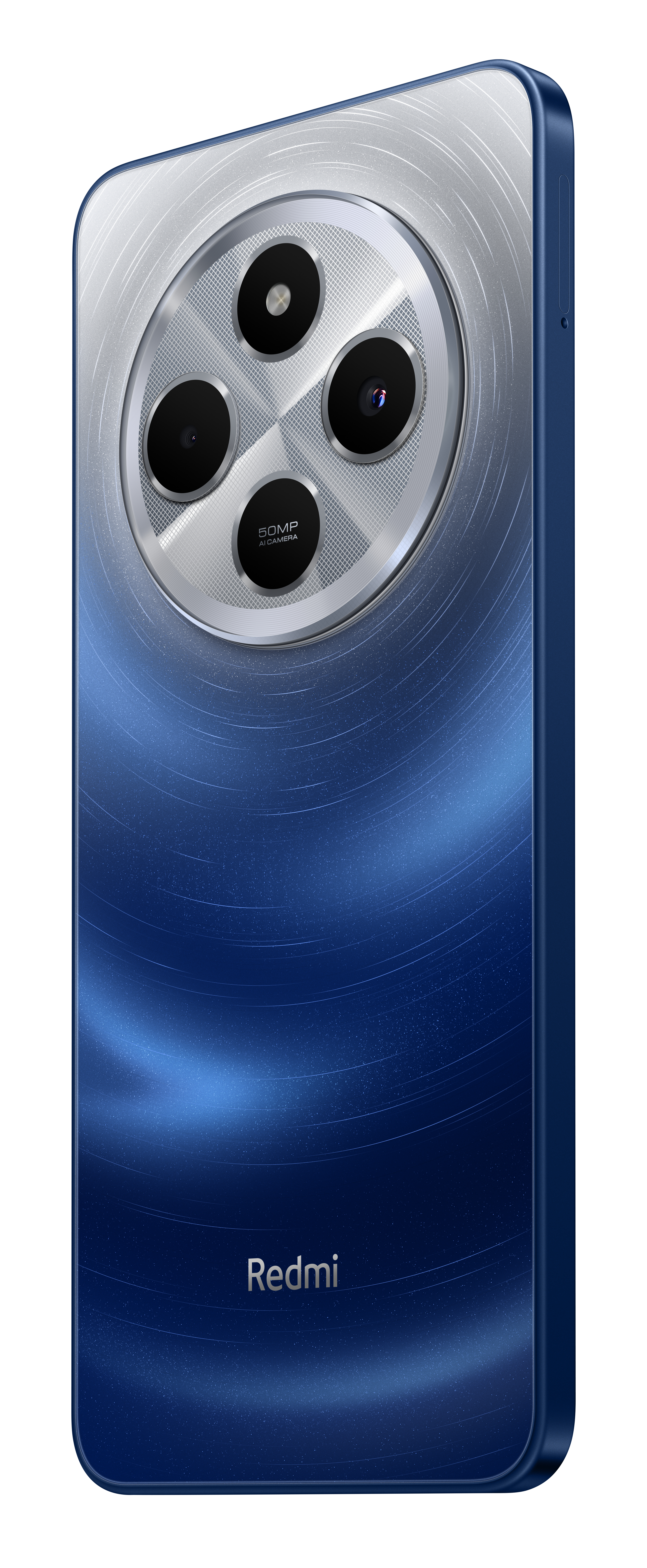 Redmi-Handy mit blauem Farbverlauf und kreisförmiger Kameraanordnung.