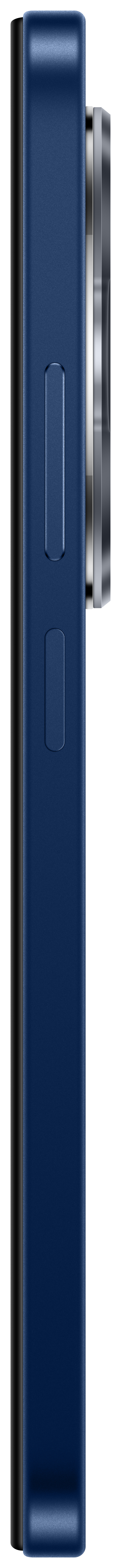 Blaues Telefon Seitenprofil. Lautstärketasten und die Ein-/Aus-Taste sind sichtbar.