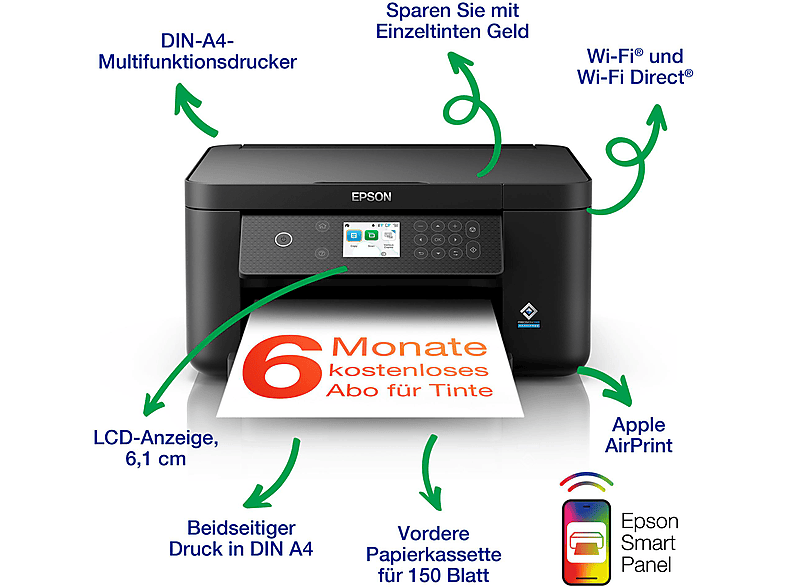Epson Expression Home XP-5200 Multifunktionsdrucker Tintenstrahl Farbe A4 Drucker, Scanner, Kopiere