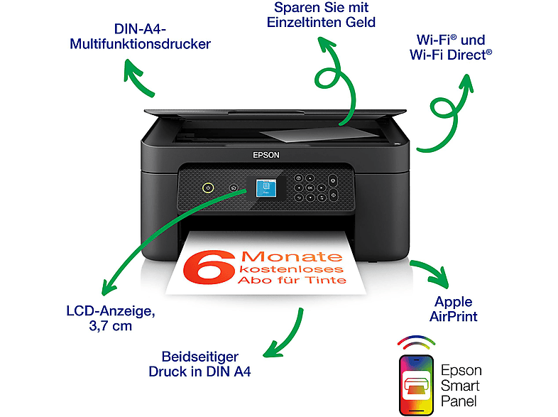 Epson Expression Home XP-3200 Multifunktionsdrucker Tintenstrahl Farbe A4 Drucker, Scanner, Kopiere