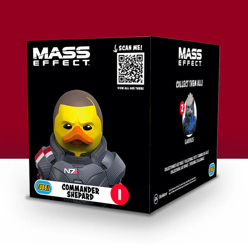 Egy Mass Effect témájú doboz Commander Shepard kacsafigurájával. Gyűjtsd össze mindet!