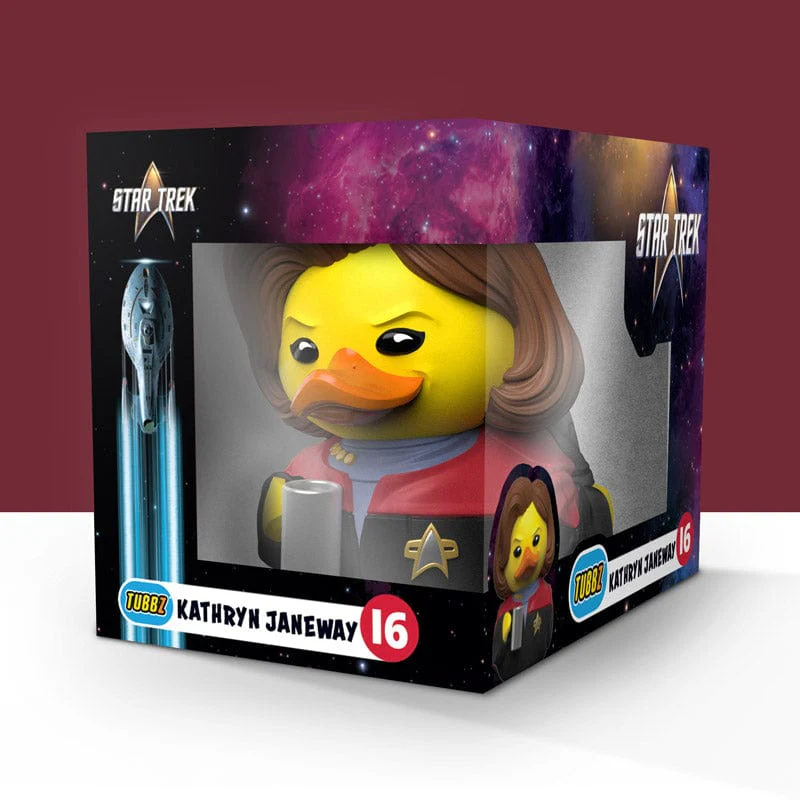 Star Trek témájú tubbz kacsa, Kathryn Janeway, dobozban.
