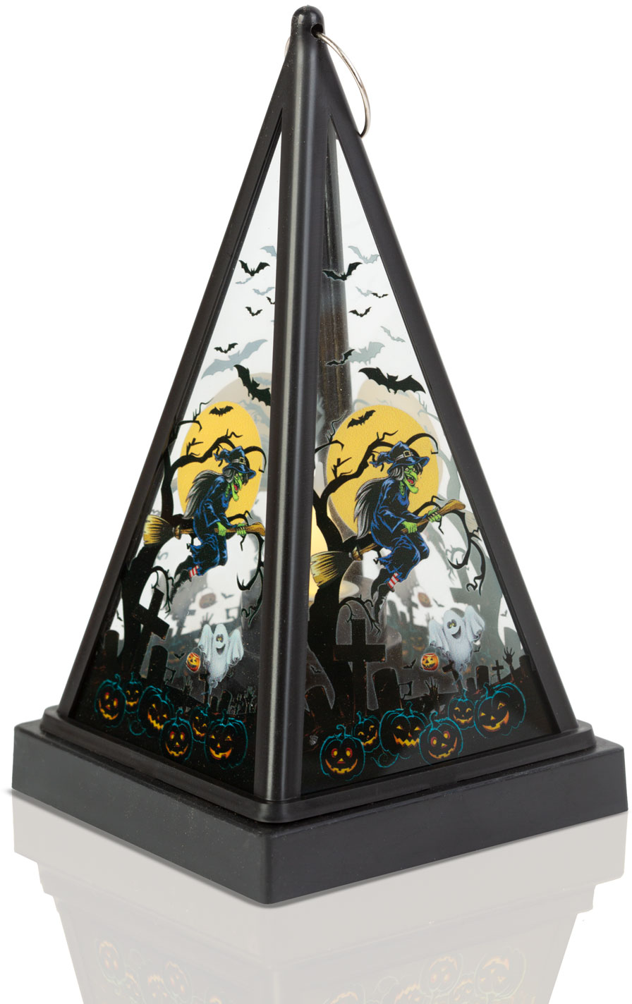 FAMILY HALLOWEEN Halloween-i LED lámpás, boszorkány, melegfehér, fekete, 9,5x9,5x17 cm (56549C)
