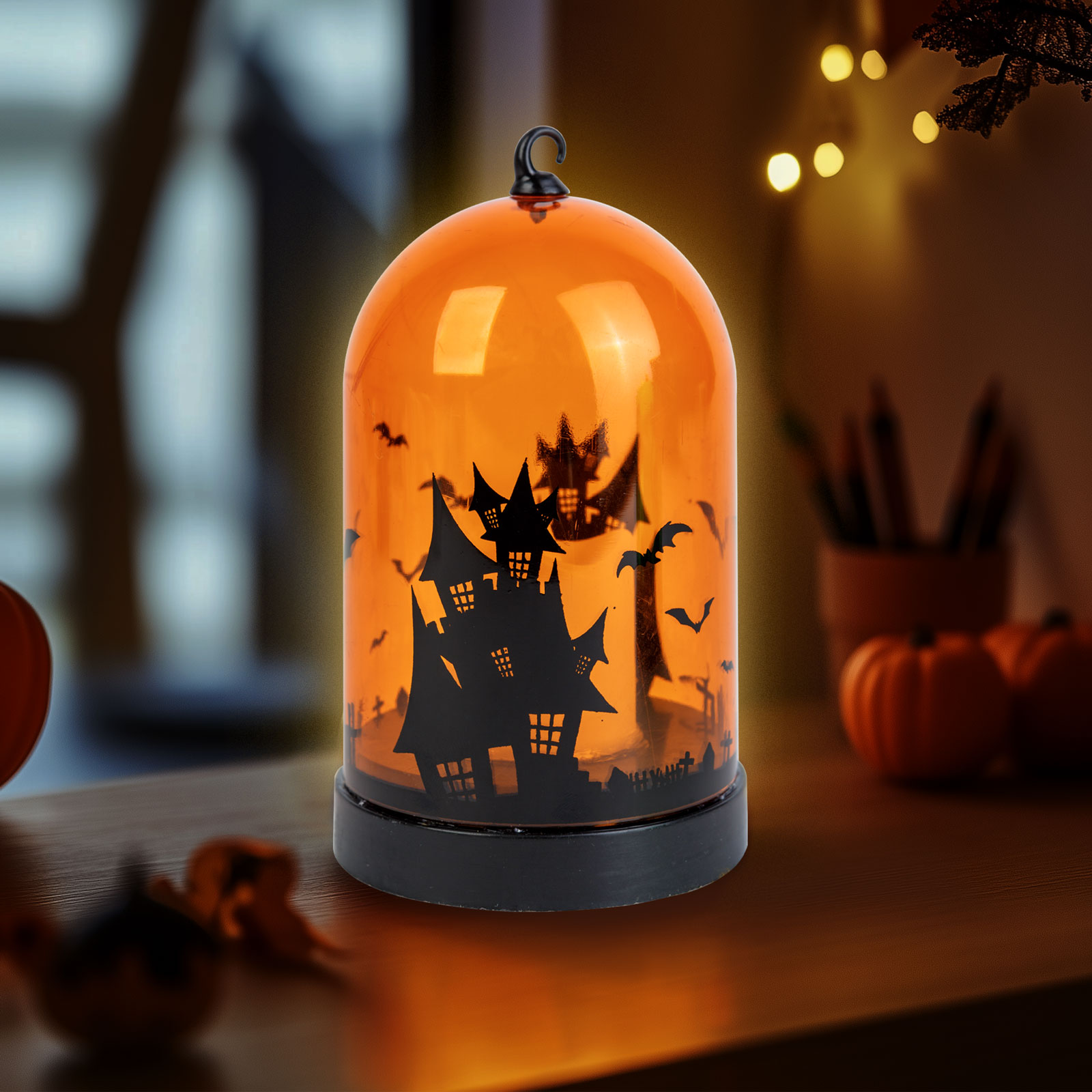 FAMILY HALLOWEEN Halloween-i LED dekor, narancs, 8x12,5 cm (56570A)