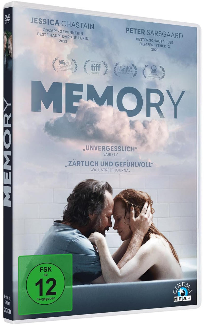 DVD-Cover des Films Memory, zeigt ein Paar, das sich in einer Badewanne umarmt.