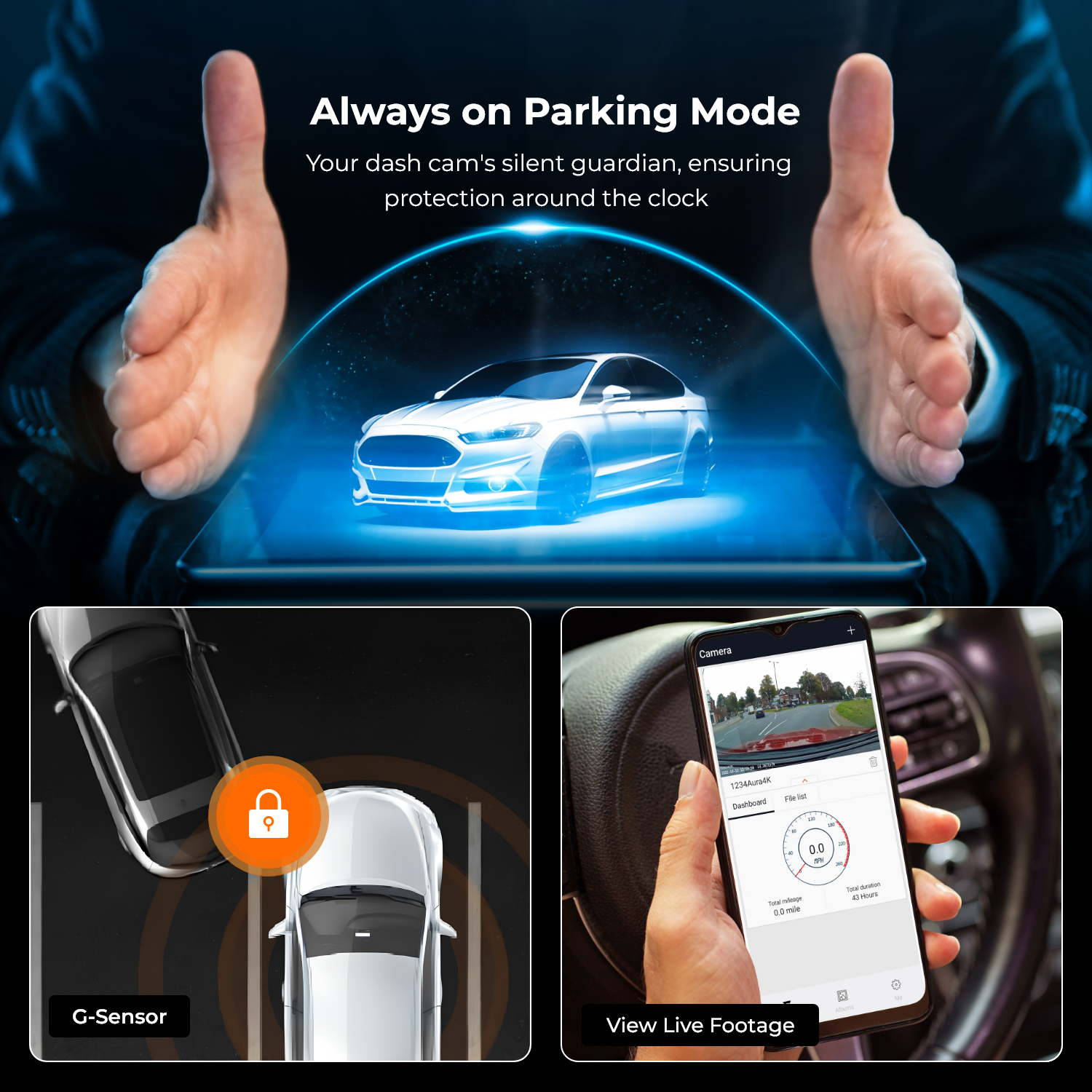 Auto op tablet, handen omlijsten het, auto's op telefoon.