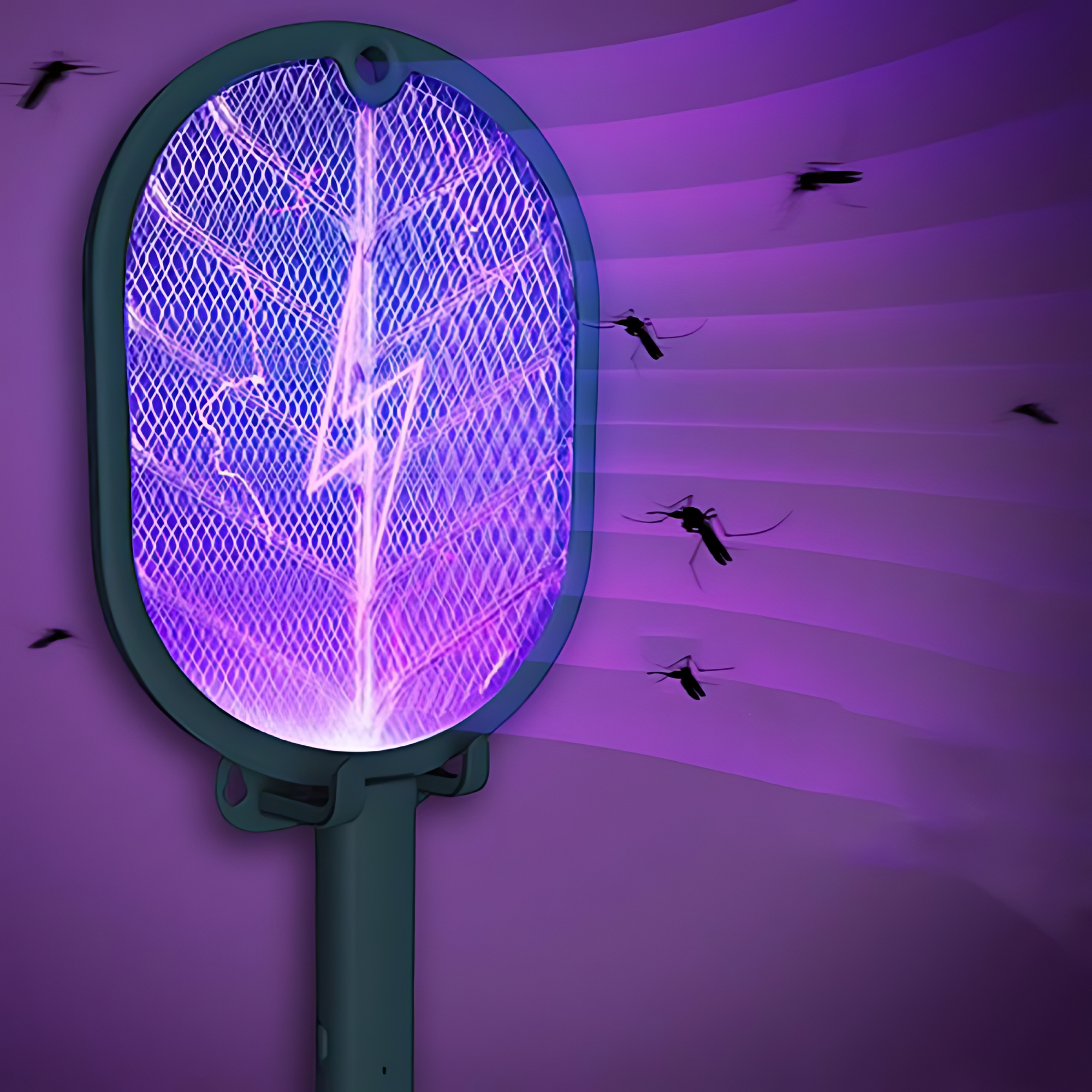 Zabijacz owadów z owadami i fioletowym tłem.