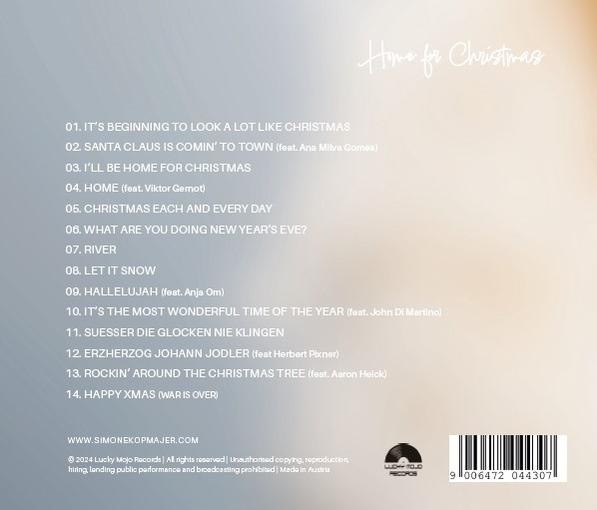 Die Rückseite einer CD-Hülle mit Titelliste, Albumtitel und Künstlername, mit weißem Hintergrund.