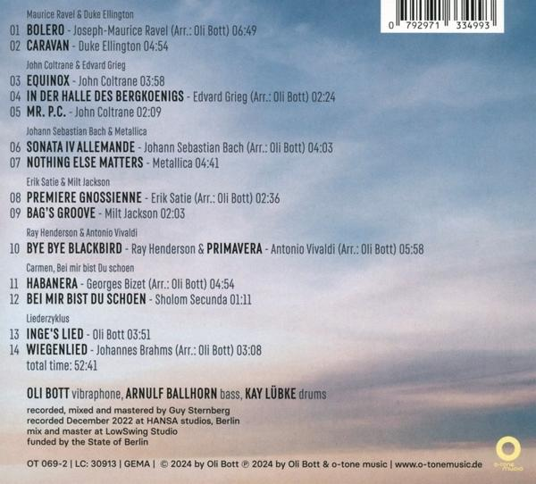 CD-Cover mit Trackliste. Enthält Songtitel, Komponisten und Musiker wie Oli Bott.