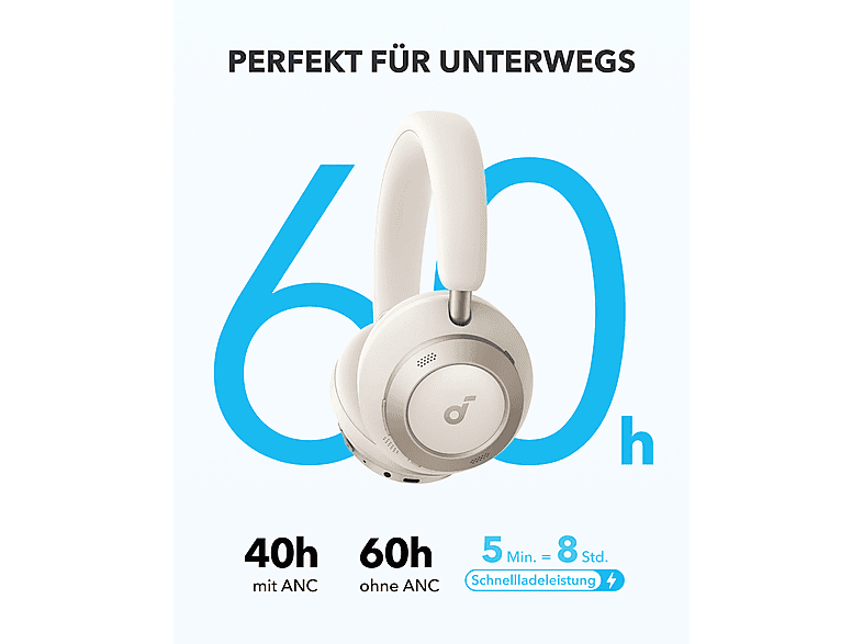 Thumbnail - SOUNDCORE BY ANKER Space one pro, Over-ear Kopfhörer Bluetooth Cremeweiß