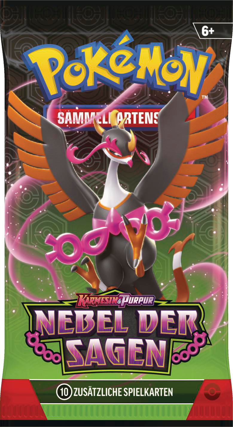 Pokémon-Kartenpackung mit Ho-Oh und Lugia. Text auf Deutsch: 'Nebel der Sagen'.