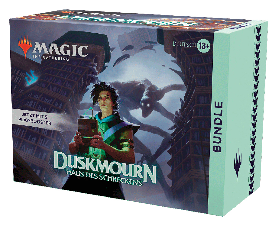 Eine Magic: The Gathering Bundle-Box mit Text und Illustration.