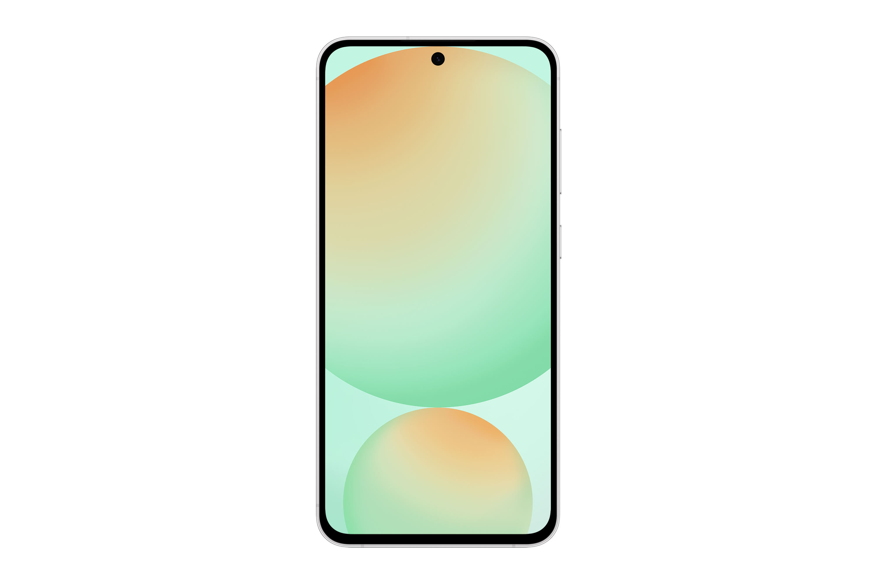 Ein Smartphone-Bildschirm mit einem Farbverlauf aus Orange und Grün.