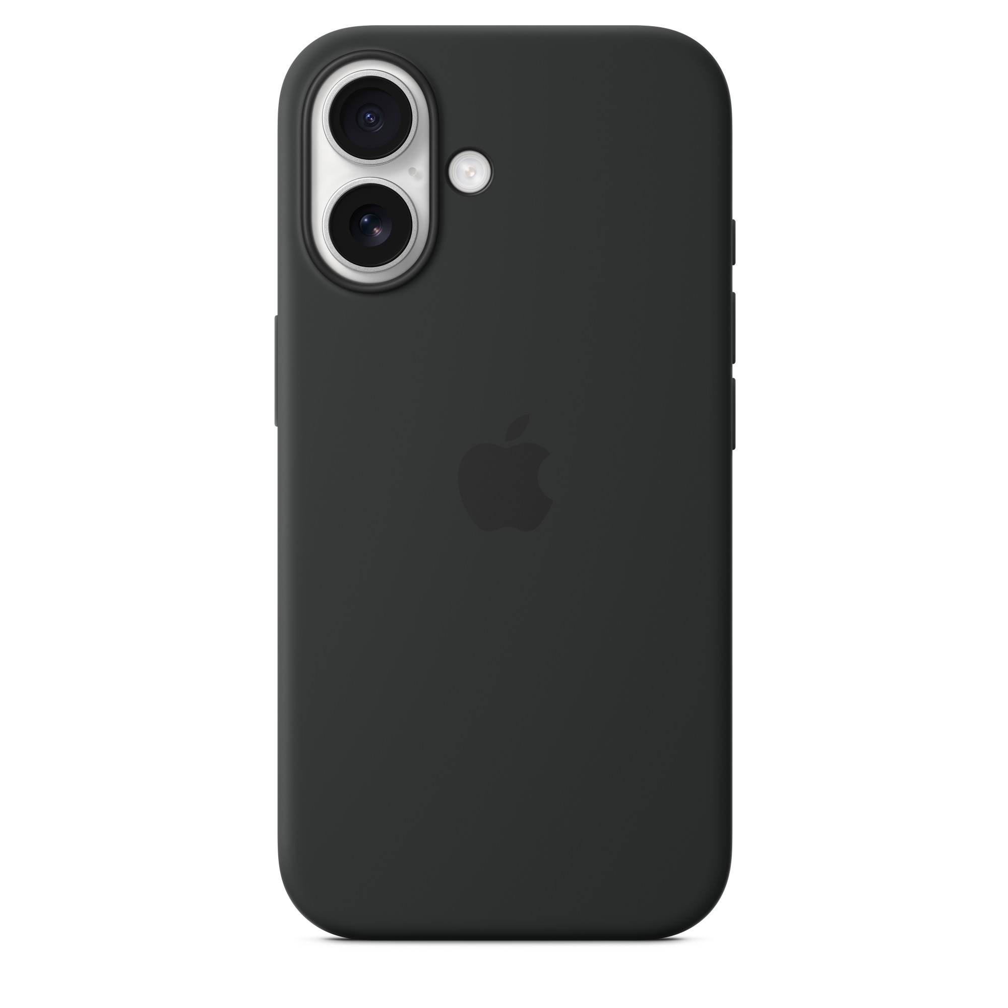 Kamera ve Apple logosu olan siyah iPhone kılıfı.