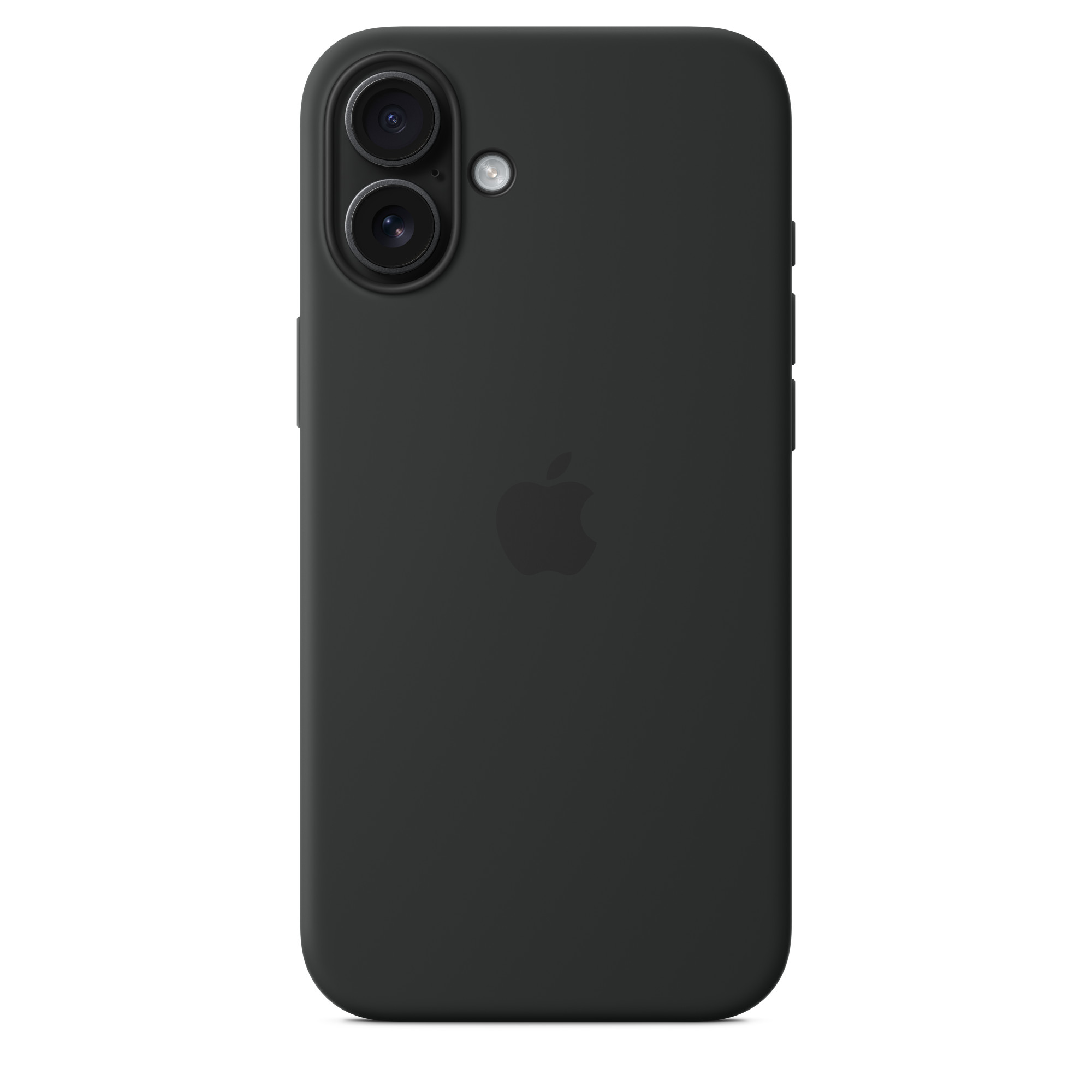 Siyah telefonun arkası, iki kamera lensi ve bir Apple logosu ile.