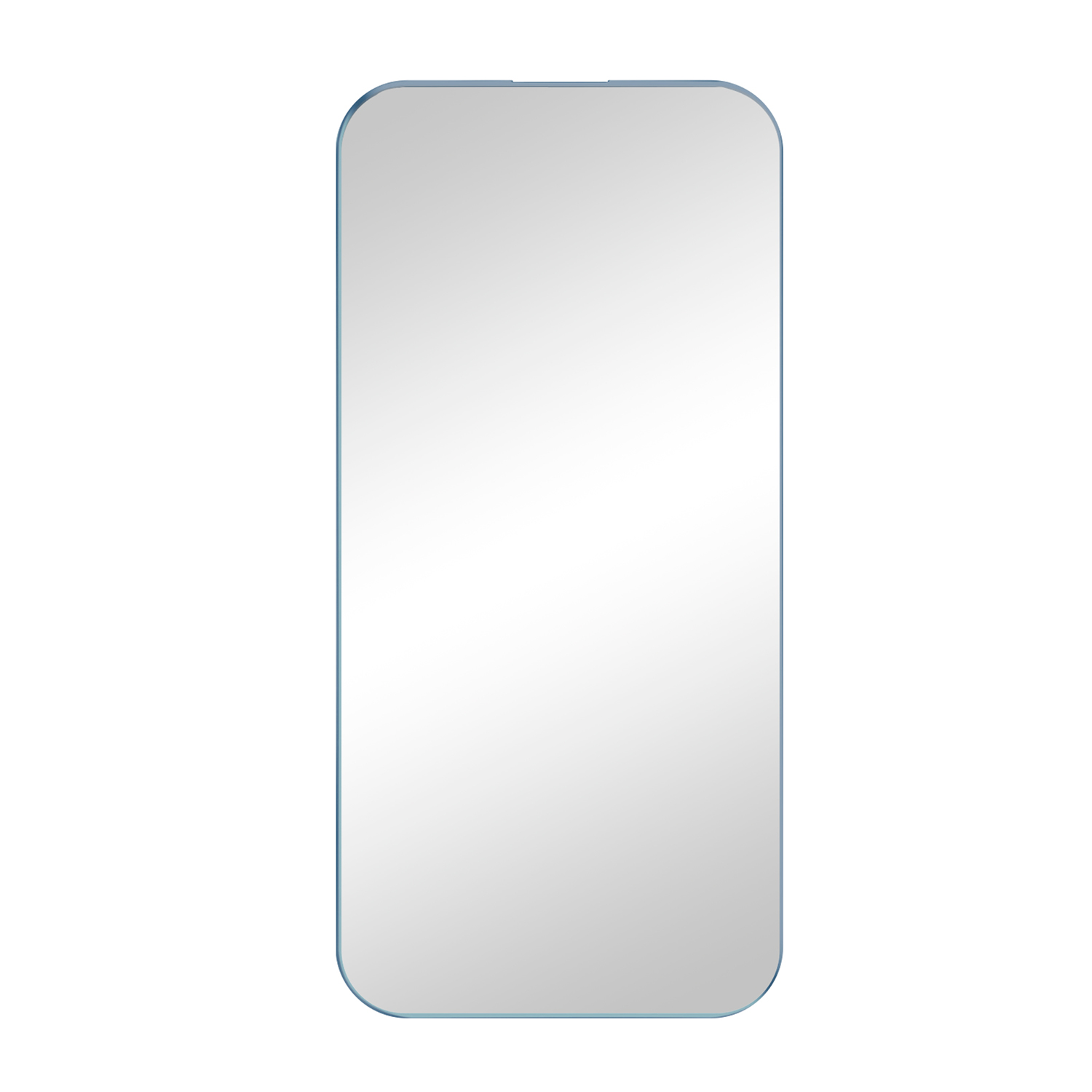 Uno schermo del telefono, bianco su bordi blu. Lo schermo è vuoto.