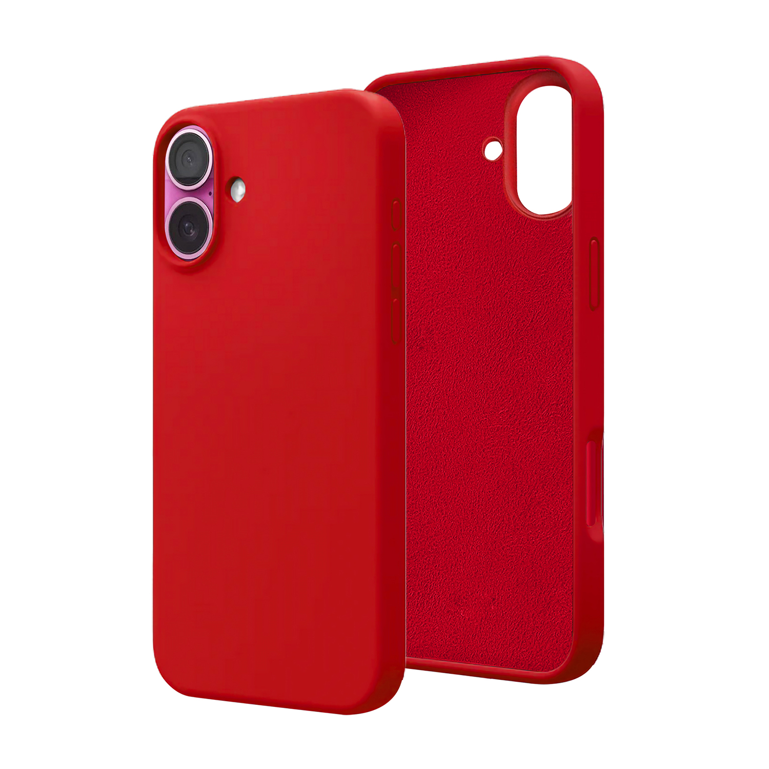 Due custodie rosse per telefono, che mostrano entrambi i lati del telefono.