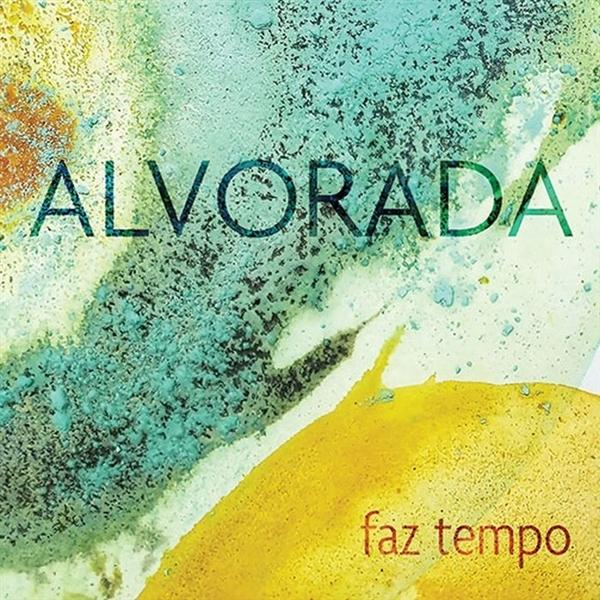Abstrakte Kunst mit bunten Farbspritzern und den Texten 'ALVORADA' und 'faz tempo'.