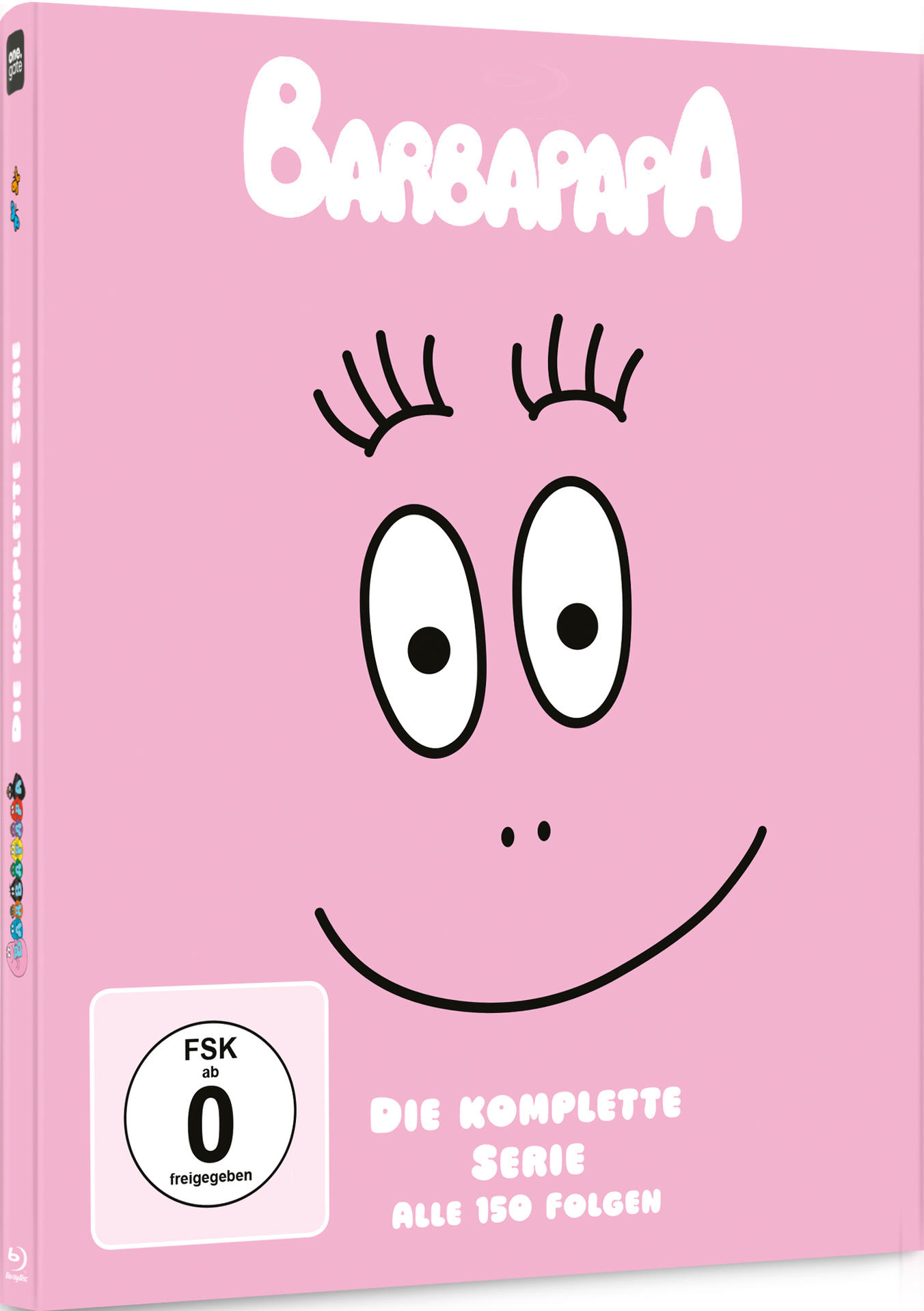 Rosa Barbapapa DVD-Hülle mit einem lächelnden Gesicht und Text.