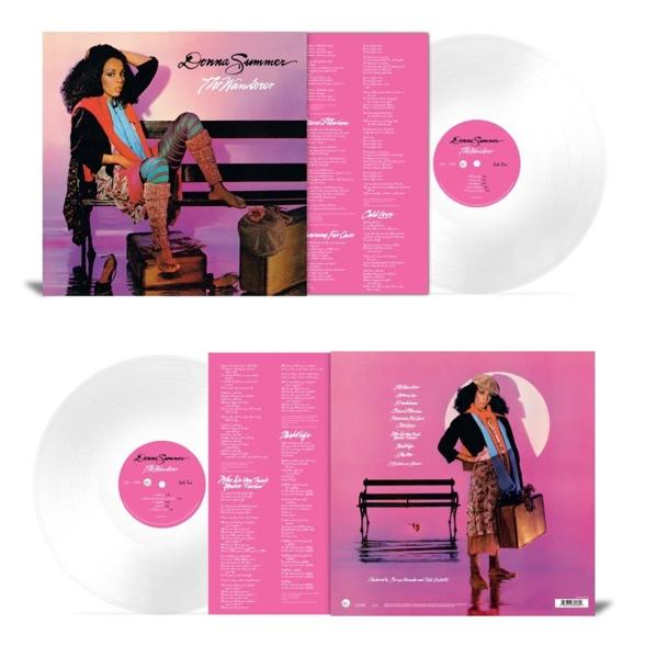 Vinil lemez borító: Donna Summer az album címével. Fehér vinil lemezek és rózsaszín háttér.