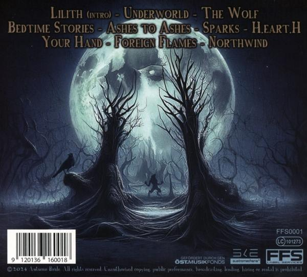 CD-Cover mit einer düsteren Fantasieszene. Ein Vollmond, Bäume und eine Figur in dunkler Kleidung.
