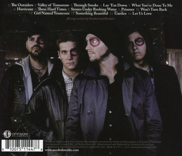 Albumcover mit vier Männern mit Gesichtsbemalung. Der Titel lautet 'Needtobreathe', mit Songtiteln.