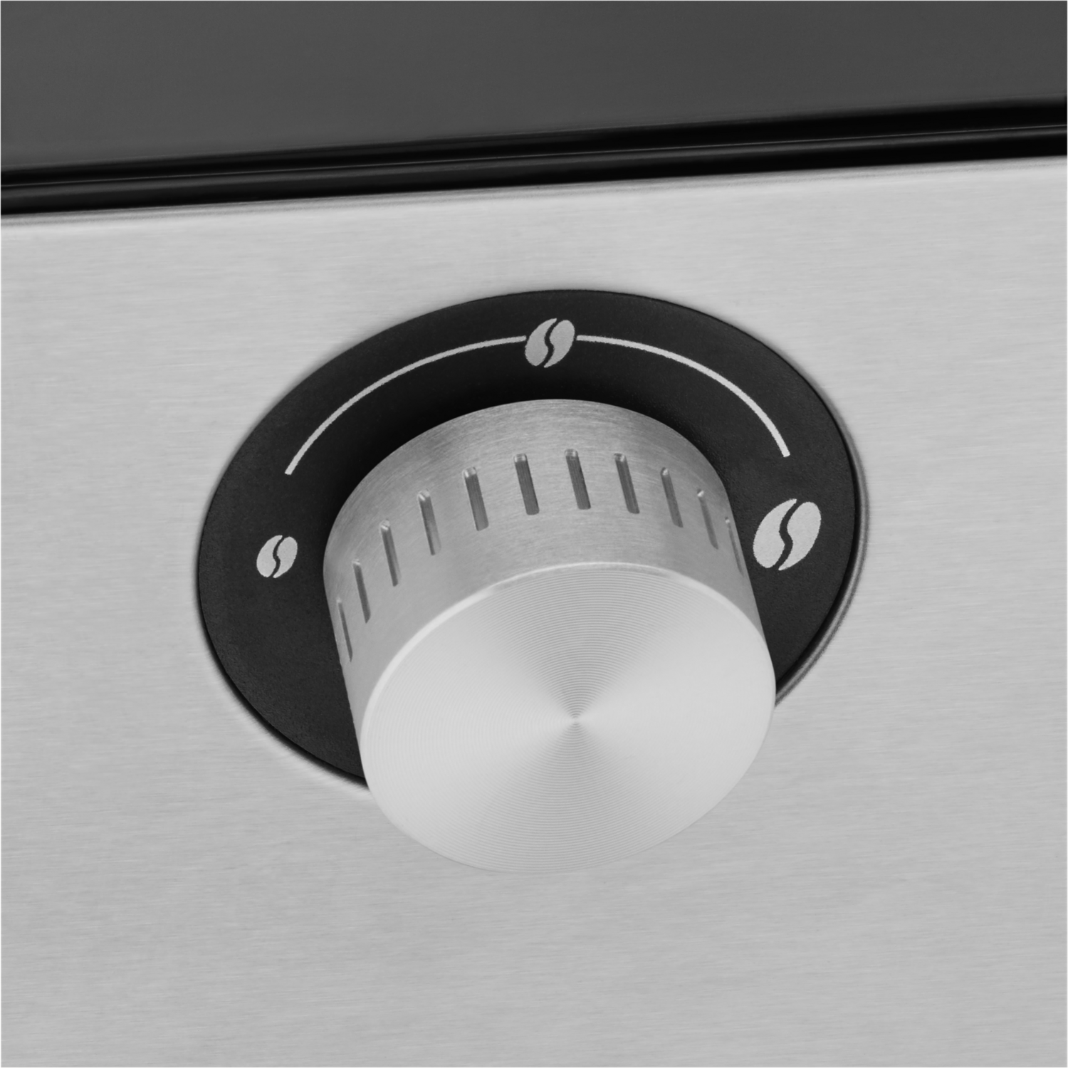 A coffee machine with coffee beans, ground coffee, and cups.