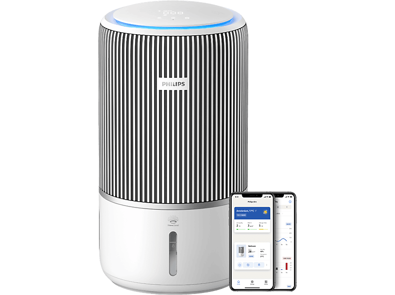 Philips PureProtect Water 3400 Series Intelligenter 2-in1 Luftreiniger und -befeuchter Arktisweiß (43 Watt, Entfeuchterleistung: 0,65 l/h, Raumgröße: 78 m²); Luftreiniger und -befeuchter