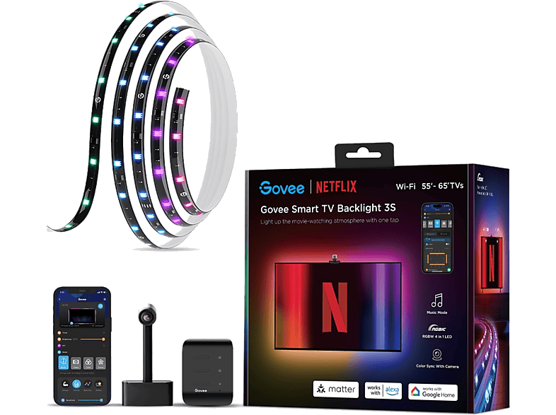 GOVEE 3S TV Arkası LED 55-65 inc-Netflix TV Arkası LED Işık_0