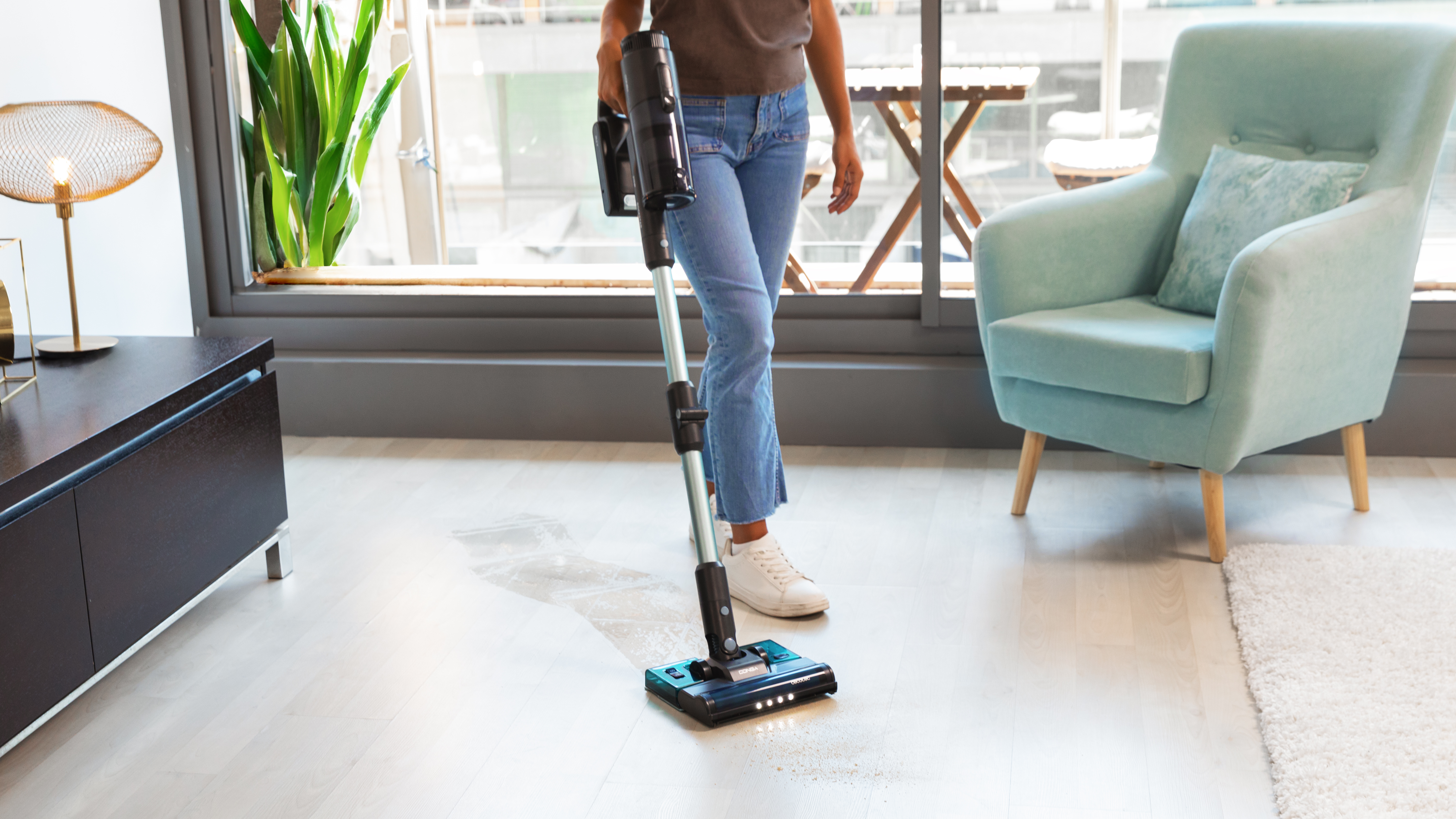 Aspirador escoba - Cecotec Conga Rockstar 1500 Ray Ergowet Animal, 3 en 1, Potencia 215 W, Autonomía de 60 min, Depósito de 500ml, Black