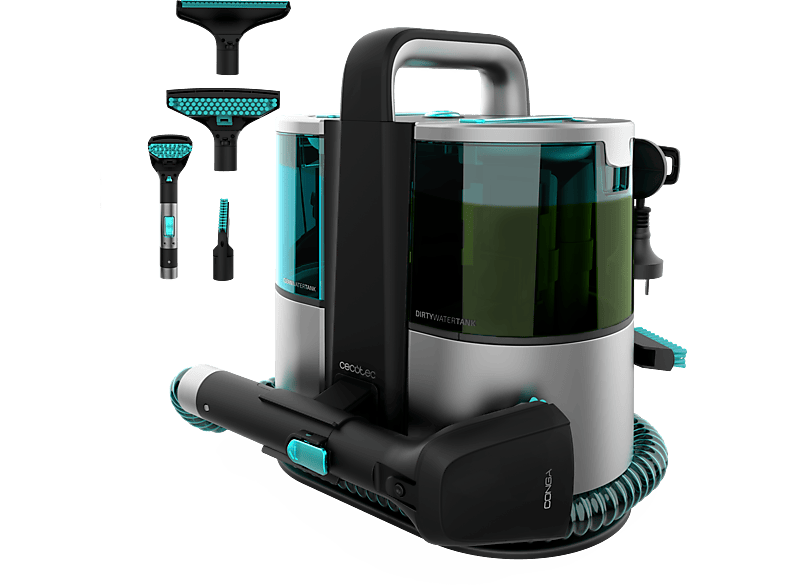 Aspirador de mano - Cecotec Conga 4000 Carpet&Spot Clean XL Advance, Potencia 600 W, 14 kPa, Pulverizador agua, 3 boquillas succión, Grey
