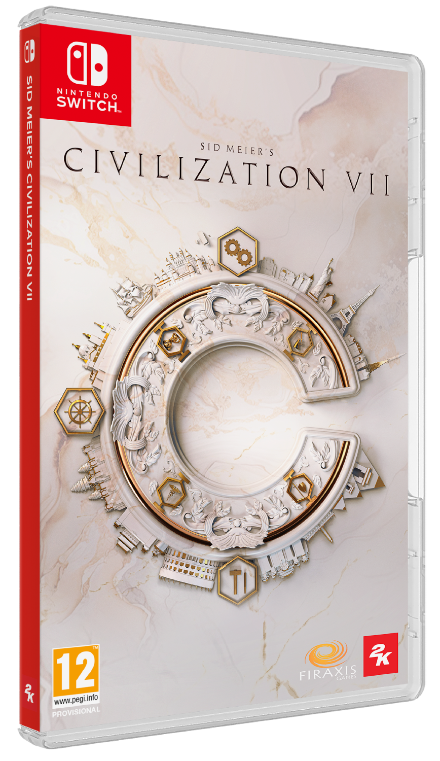 Caja del juego Nintendo Switch. Presenta el título del juego y un diseño circular estilizado.