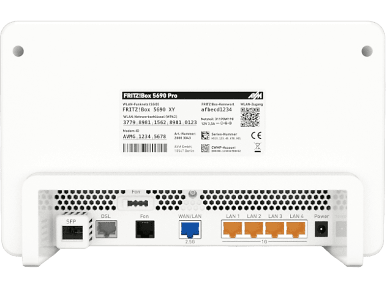 AVM FRITZ!Box 5690 Pro WLAN Router, Wi-Fi 7, 11.53 GBit/s, 4x Gigabit-LAN, Mesh, Zigbee und DECT, Weiß; WLAN-Router — Foto 2 von 5