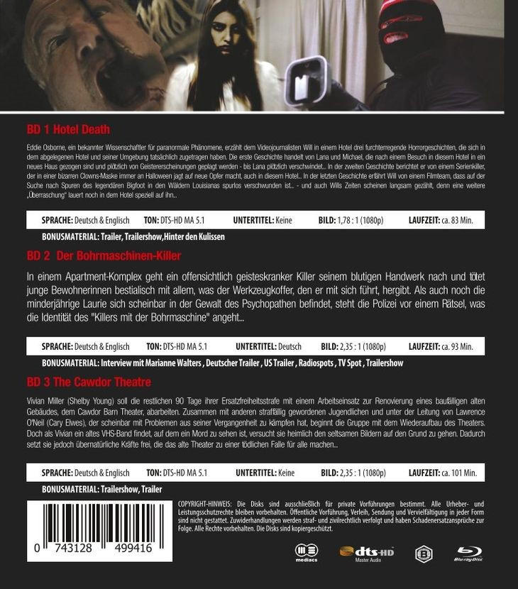 DVD-Cover mit Text über einen Film mit einem dunklen Bild.