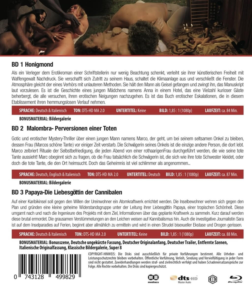 DVD-Hülle mit Text auf Deutsch, Italienisch und Englisch. Die Hülle zeigt Details und Informationen.