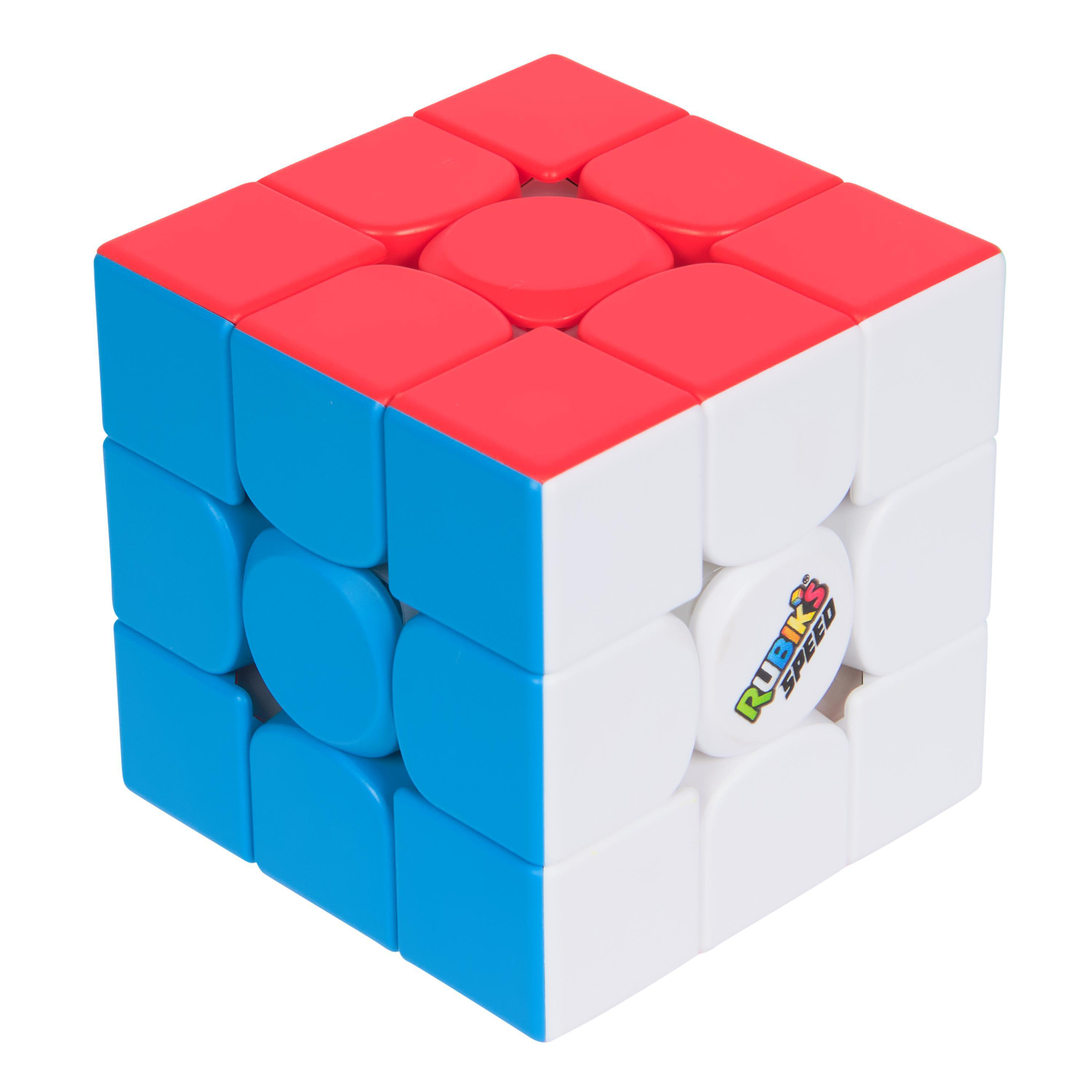 Ein Rubik's Cube. Der Würfel hat rote, blaue und weiße Seiten.