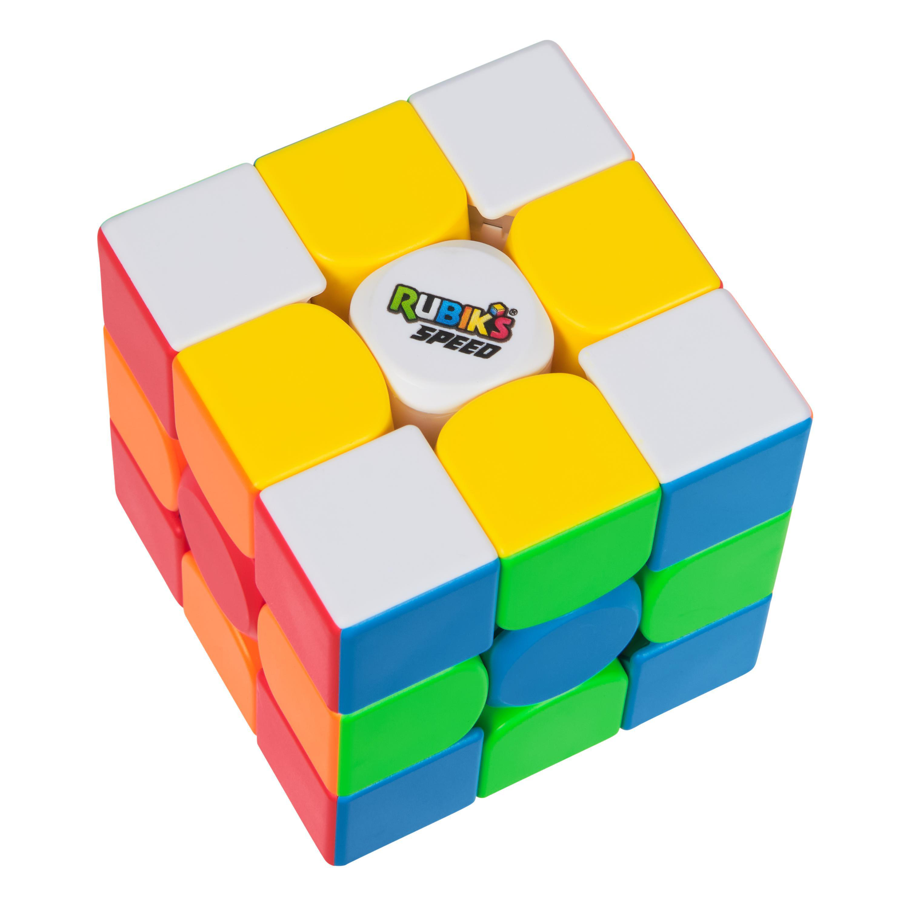 Ein Rubik's Cube mit bunten Quadraten. Das Mittelstück hat ein Logo.